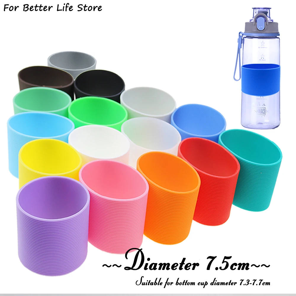 

1PCS 7.5CM Silicone Glass Cup Slip Cup Sleeve Non-slip Insulation Protective Cover 75MM Horizontal Strip Cup Cover