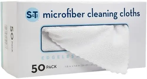 

50 Pack Microfiber Cleaning Cloths 11.8" x 11.8" - Reusable Towels for Home, Car, Glass, and Screens - 190gsm, White