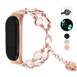 Luminous Beads Bracelet Strap for Xiaomi Mi Band 3 4 5 6 7 Women Fashion Smart Wrist Band Loop for Xiaomi Mi Band  3 4 5 6 7