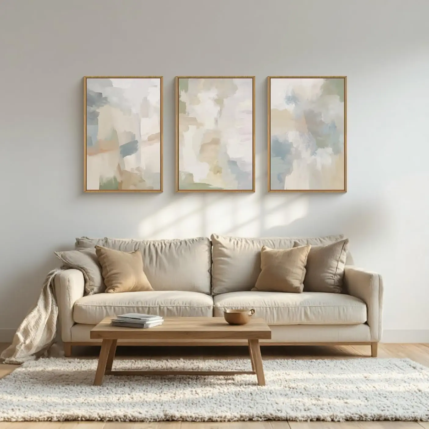 3pcs frameless Canvas Painting 3pcs Abstract Grey Pastel Canvas Poster Wall Art Modern Minimalist Beige Living Room Bedroom Dini
