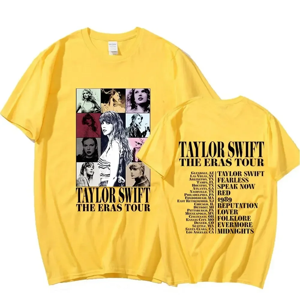 2024 Taylor The Eras Tour World Tour Shirt Women\'s Aesthetic Short Sleeve Cotton T-Shirt Fashion Harajuku Oversized T-Shirt Top