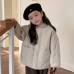 Children Clothes Loose Padded Jacket 2024 Autumn and Winter Girls Solid Color Cotton-warm Solid Color Casual Simple Kids Clothes