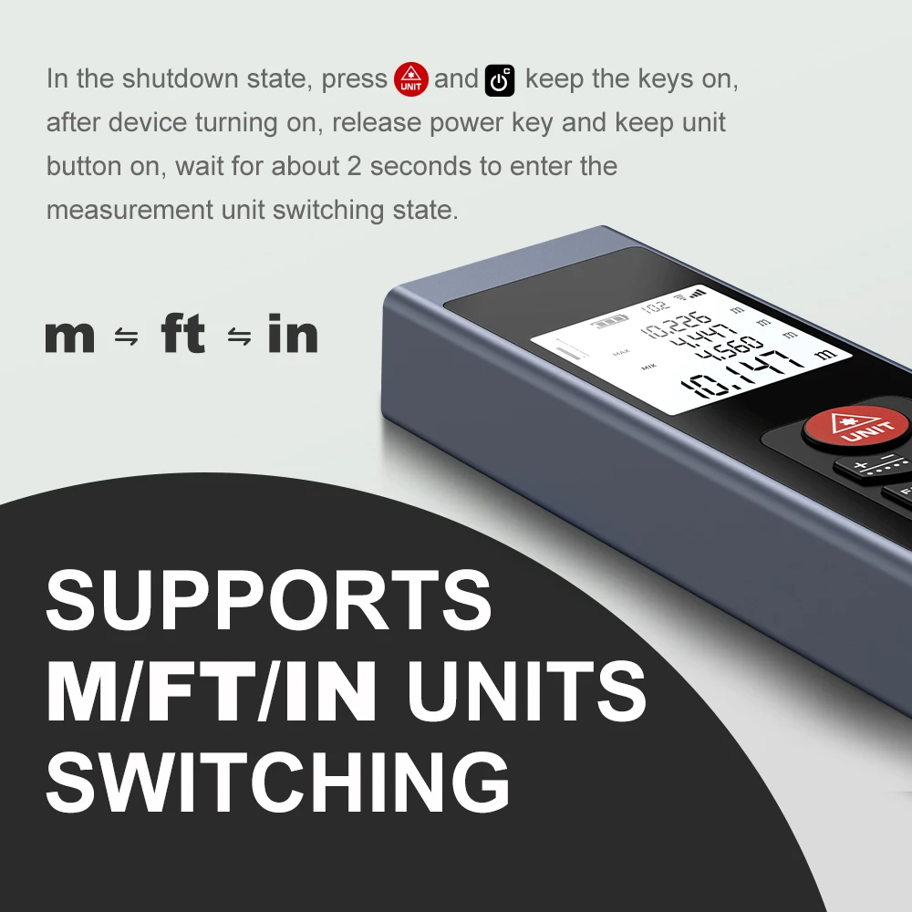 Nohawk Mini Laser Measuring Tool Range Compact Laser Distance Meter with TYPE-C Rechargeable Aluminum Alloy Shell Multiple Modes