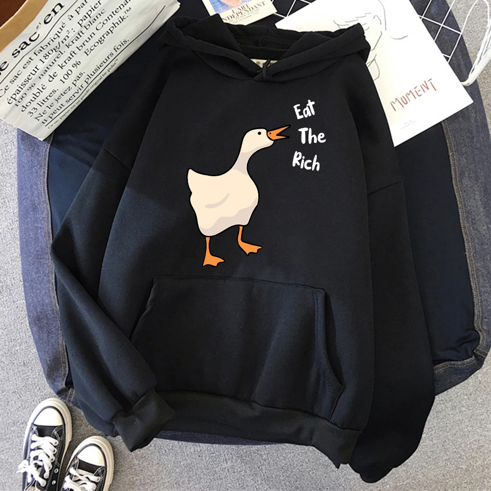 

Мужская толстовка с принтом Eat The Rich Goose, повседневные мягкие толстовки, осенняя теплая модная одежда, флисовые свободные пуловеры унисекс