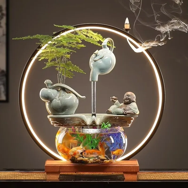 Fish Tank Filtration Circulation Persimmon Ruyi Flowing Water Hanging Pot Goldfish Tank Decoration