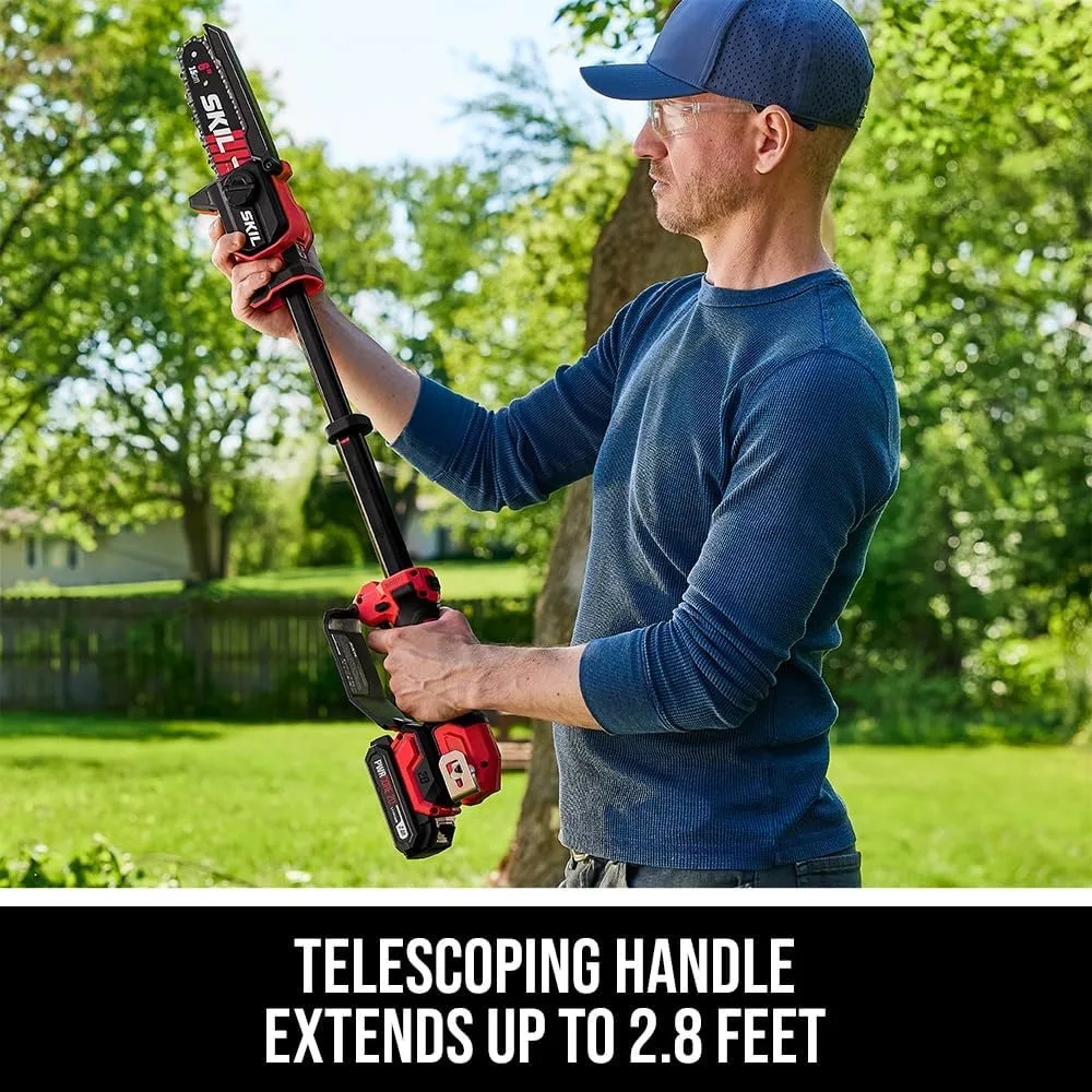 20V Cordless 6-Telescopic Mini Chainsaw Kit with 2.8 Feet Reach, 2.0Ah Battery, and Charger