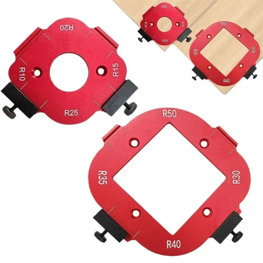 R10-R50 Radius Jig Woodworking Router Templates 4 in 1 Reusable Arc Angle Positioning Template Aluminum Alloy DIY