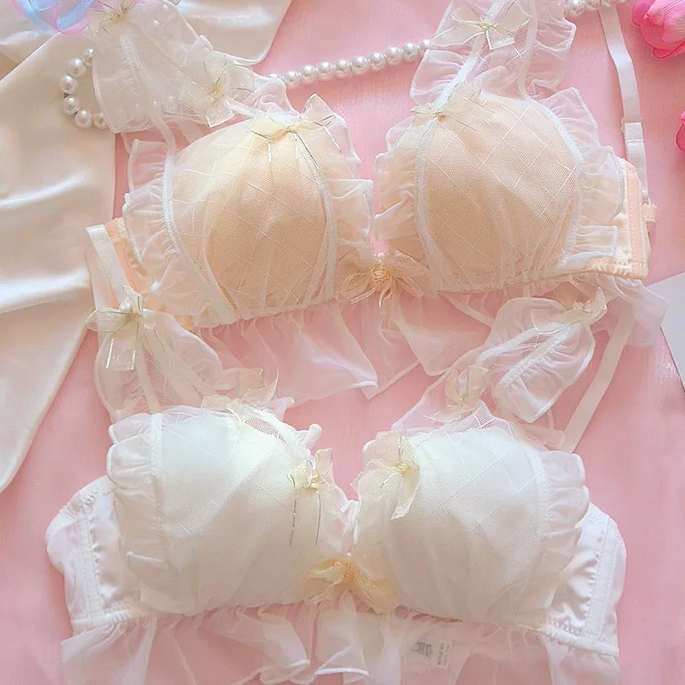 

Japanese girl underwear female fairy fairy princess wind lace sweet cute small chest gathering bra without underwire