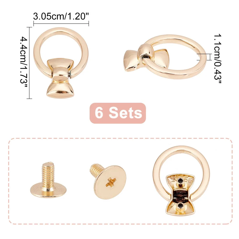 6 Sets Suspension Clasp for Purses Metal Bag Buckles with Side Loop Handbag Hardware Fasteners Shoulder Strap Connectors