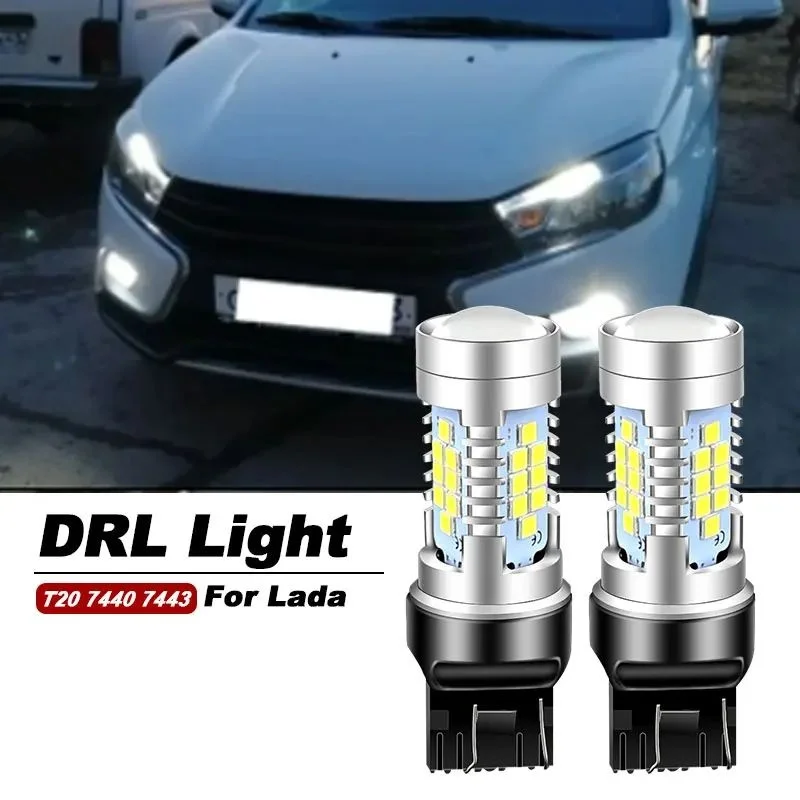 2PCS High Power T20 7443 W21/5W 7440 W21W CAN-bus LED DRL Daytime Running Light Backup Lamp bulbs For Lada Kalina Granta Vesta