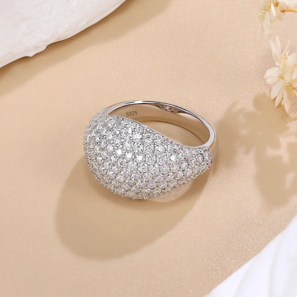 LinkerLove 2.42ct Full Moissanie Ring for Men/Women 925 Sterling Silver Diamond Hiphop Ring Engagement Wedding Band Fine Jewelry