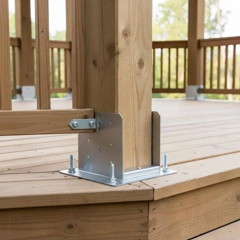 

6"x 6" Column Support Brackets 10Pcs 5.9"x 5.5" Internal Size For Pavilion Deck Porch, Adjustable Structural Anchor Decorative Base Plate Manual Installation Thickened Metal Hardware Package