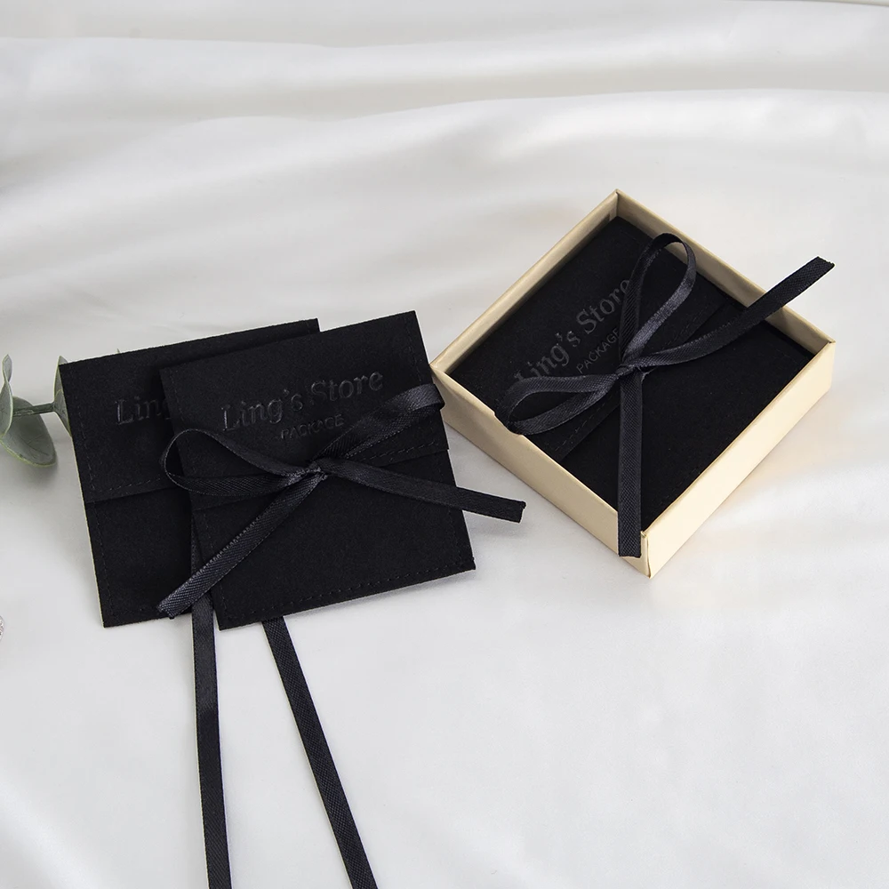 50Pcs Custom Logo Jewelry Packaging Supplies Personalized Microfiber Bag Necklace Bracelet Necklace Pendant Watch Keychain Pouch