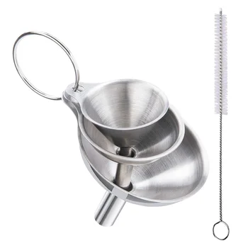 Stainless Steel Funnel Mini Hopper Wide Mouth Essential Oil Nylon Kitchen Liquid Transferring Funil