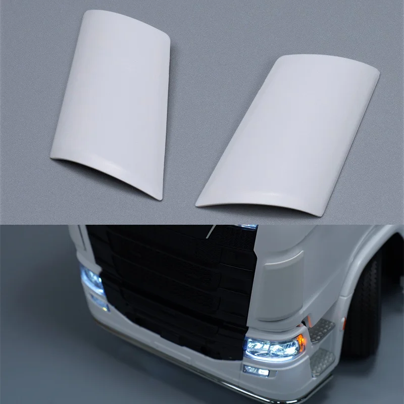 2pcs 770s Rc Truck Abs Plastic Front Spoiler Side Air Hood Model For 1/14 Tamiya Tipper 770s 56368 Diy Parts