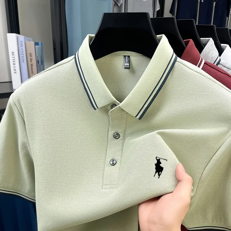 100% Pure Cotton Luxury Men's Brand Simple Pony Design Comfortable Polo Shirt Summer Fashion Hot Selling Breathable Short Sleeve