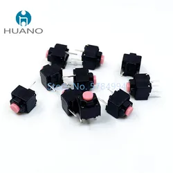 Free shipping 10Pcs HUANO Pink Push Mute Button 6*6*7.3mm Silent Switch Wireless Wired Button Micro Switch 10 million