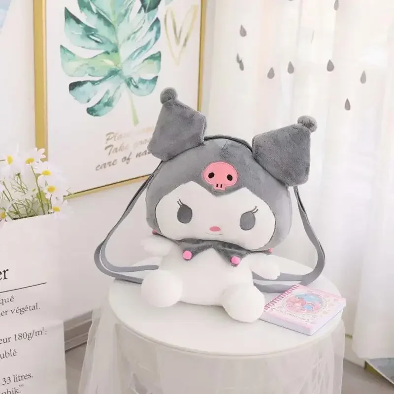 Sac à dos Sanurgente My Melody en peluche pour filles, sac à dos de dessin animé, mignon, doux, Kuromi Cinnamoroll, cadeau pour petite amie, enfant