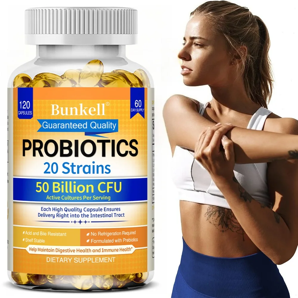 

Probiotics 50 Billion CFU 20 Strains - with Prebiotics, Supports Gut and Digestion Health, Regular Bowel Movements