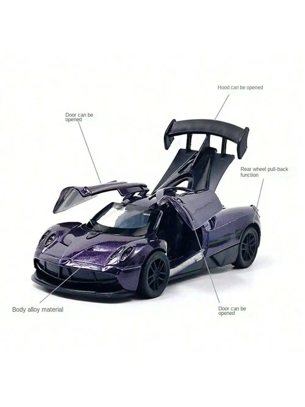 Coche deportivo Elite fundido a presión 1:36: 6 piezas móviles y detalles de motores |   Modelo de coleccionista de aleación con base de pantalla LED
