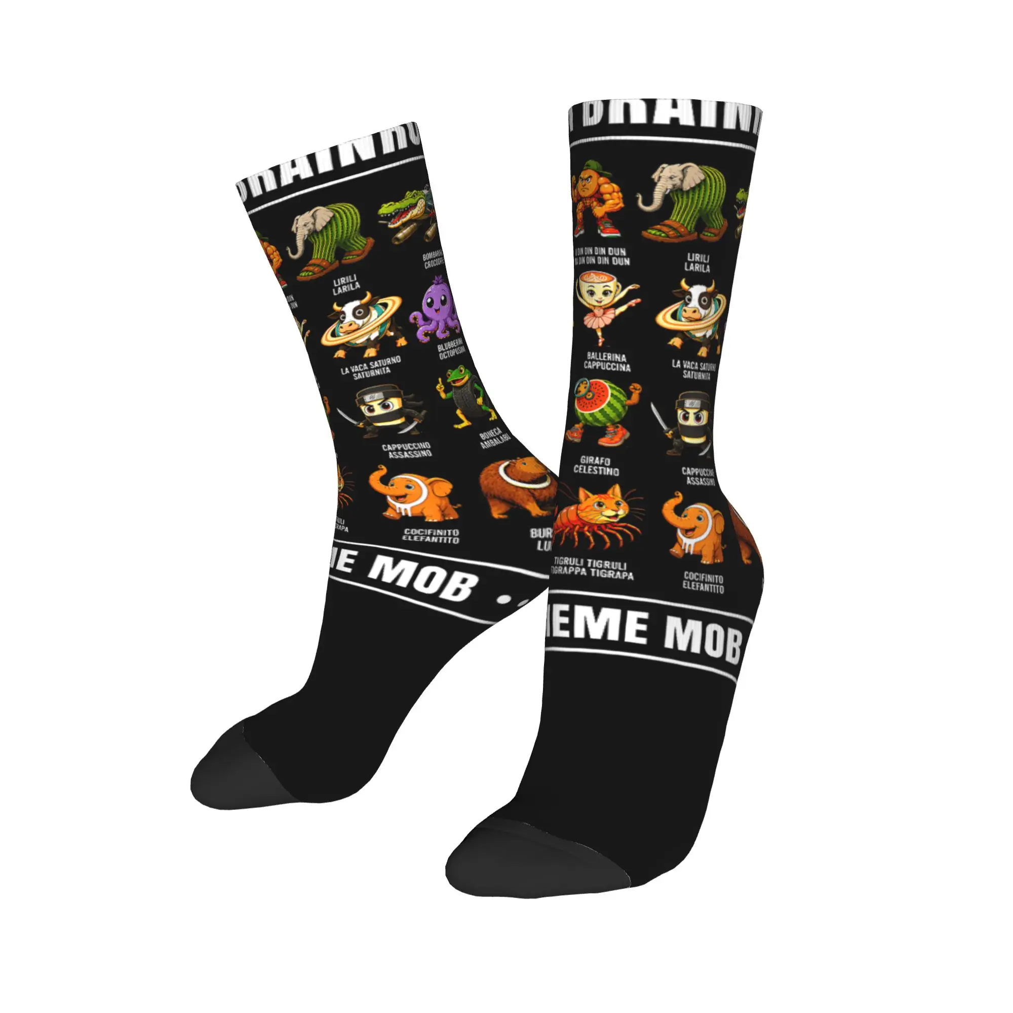 Italian Brain Rot Characters Brainrot Socks Men Women Polyester Casual  Socks Harajuku Spring Summer Autumn Winter Socks Gift