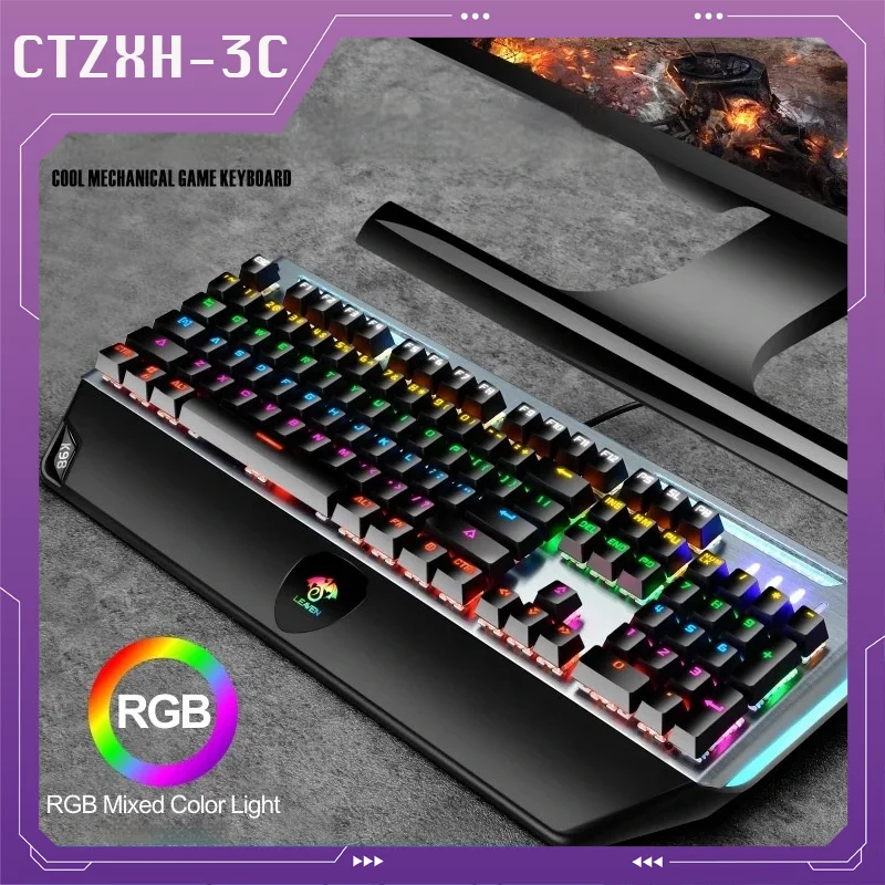 

104-key K98 Wired Usb Mechanical Keyboard Rgb Big Hand Water Cooling Tube Cool Game Competitive Live Office Gaming Keybaord