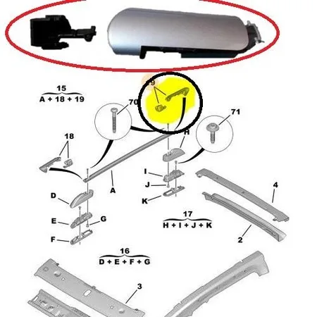 CEILING BAR CORNER COVER BACK PARTNER HILL-BERLINGO III 2015- 8361 K7 452086965