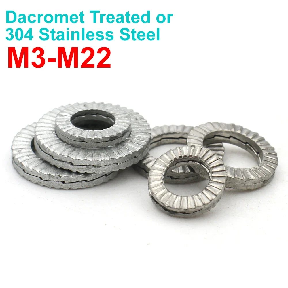 5/10/20 Pairs (2pcs glued) Dacromet Stainless Steel Self-Lock Washers Genuine Wedge M3 M4 M5 M6 M8 M10 M12 M14 M16 M18 M20 M22