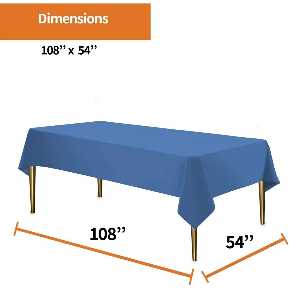Blue Disposable Tablecloth for Rectangle Tables (48 Pack) Premium Decorative Table Cloths for Parties, Events & Weddings