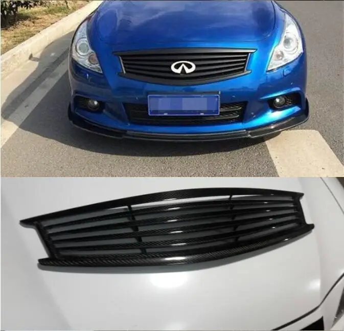 Real Carbon Fiber Car Front Bumper Racing Grills Grille Around Trim Cover For Infiniti G25 G35 G37 4 Door Sedan 2007-2013