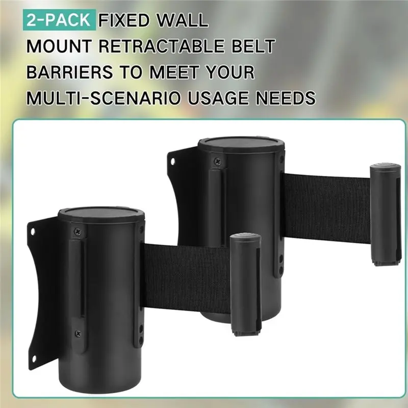 DTA4-Wall Barrier With Retractable Belt, 2 Pack For Wall Mounted Crowd Control Belt Barrier For Retail Stores