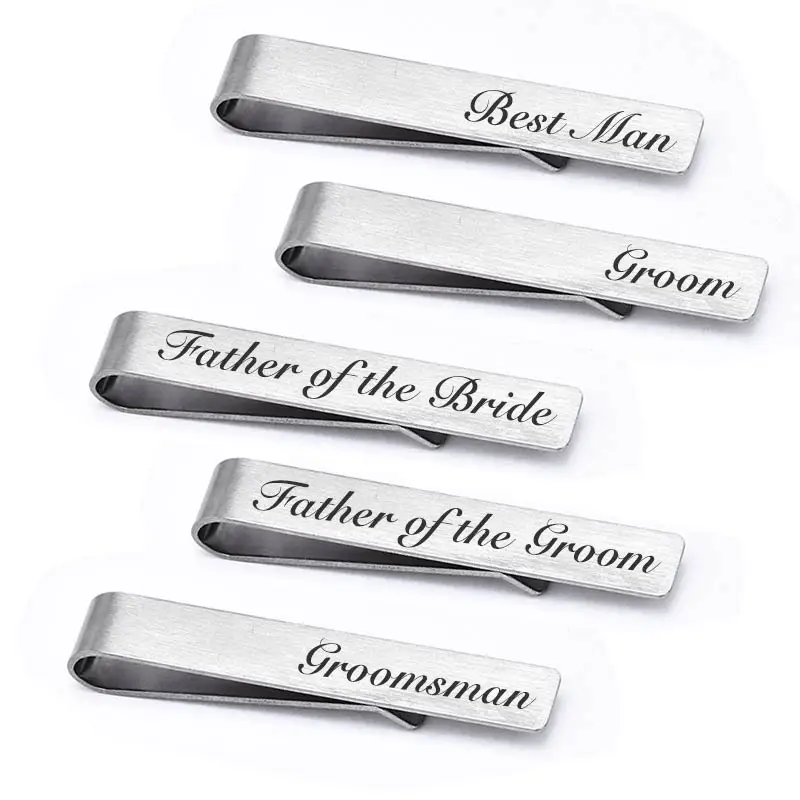 1 Piece Men's Tie Clip Stainless Steel Brushed Wedding Groom Groomsman Accessories Father Gift