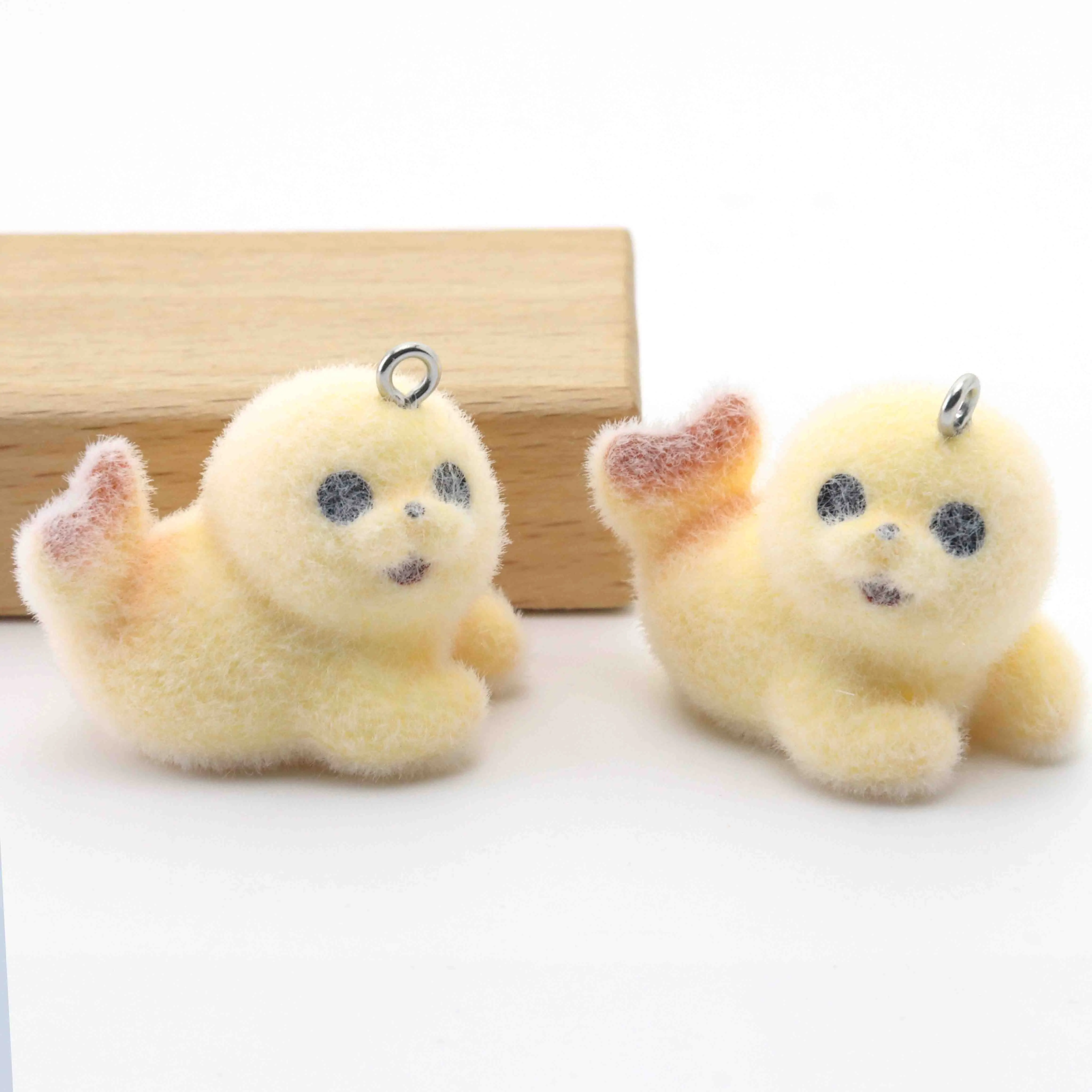 10pcs Resin Flocking Charms  Three-Dimensional Baby Seal Pendant Jewelry for Making DIY Keychain Mobile Phone Chain Bag Jewelry