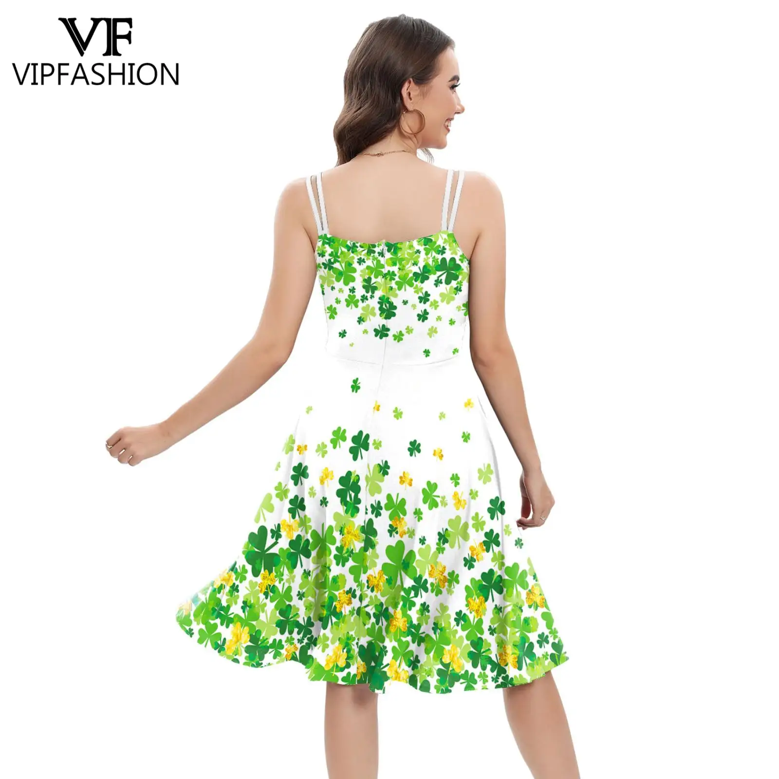 VIP FASHION St. Patricks Day Women Dress Lucky Day Strap Dresses senza maniche Summer Dress Holiday Party Clothes Costume Cosplay