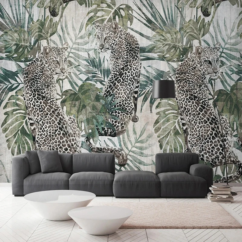 Custom Any Size Mural Wallpaper European Style Retro 3D Green Plant Tiger Background Wall Decor Living Room TV Sofa Wall Papers