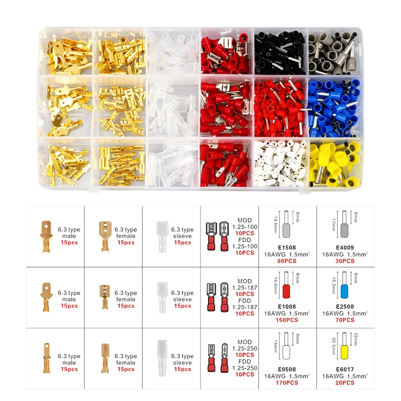 SN-68B Ratschen-Crimpzangen-Set mit 2 Aufsätzen & 715 Klemmen – Professionelles Drahtcrimpwerkzeug-Kit für elektrische Verkabelung 58BS – Detail 7
