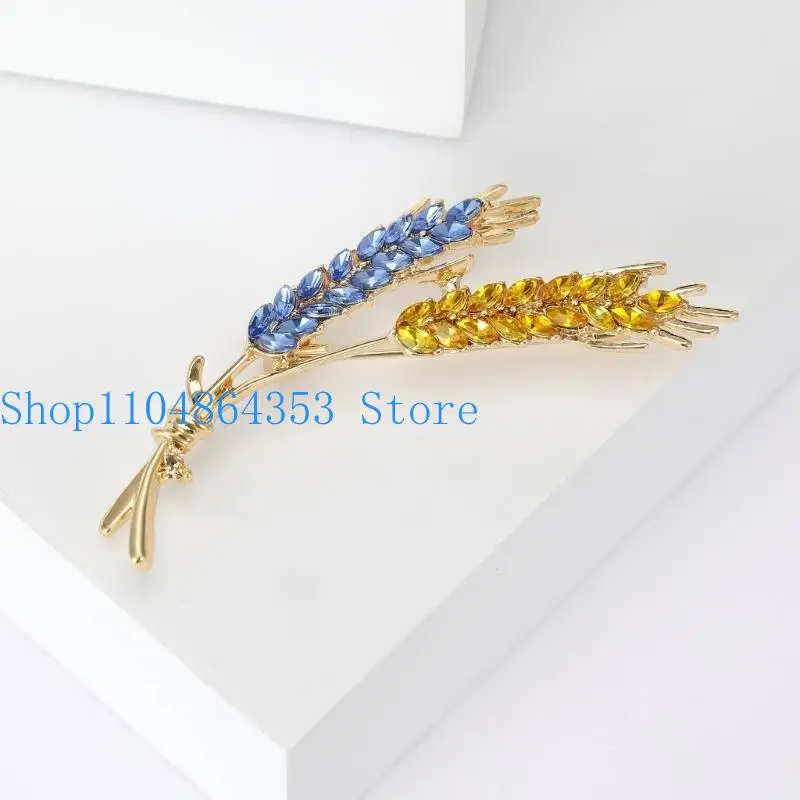 652F Versatile Crystal Pins Ear of Wheat Zircon Brooches Accessory for Elegant Women