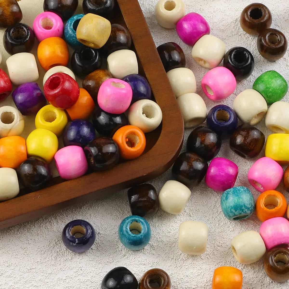 12/17mm Multicolor Large Hole Wooden Ball Bead Wood Grain Loose Round Spacer Beads For Jewelry DIY Bracelet Necklace Accessories