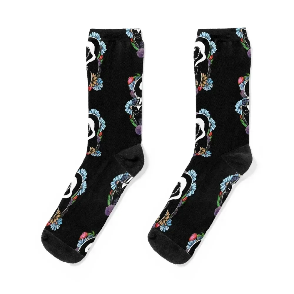 Floral Skunk Socks christmass gift fashionable winter thermal with print Socks Man Women's