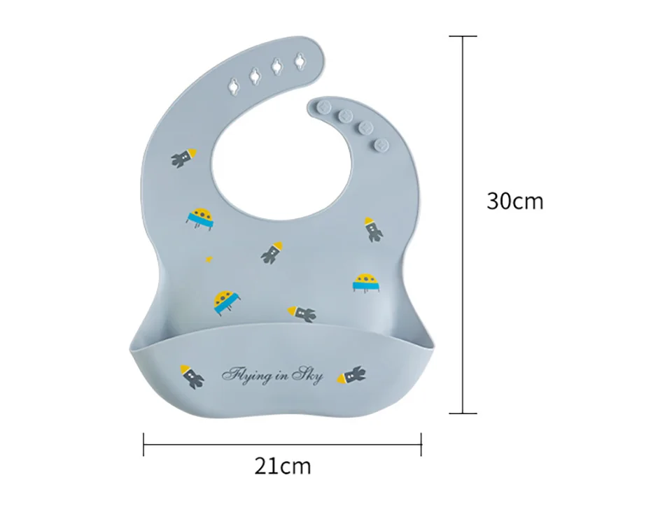 Wasserdichte Lätzchen für Kinder zum Füttern von Babys, Essen, weiches Silikon, Babeast-Cartoon-Druck, verstellbare Baby-Probier-Lätzchen – Detail 6