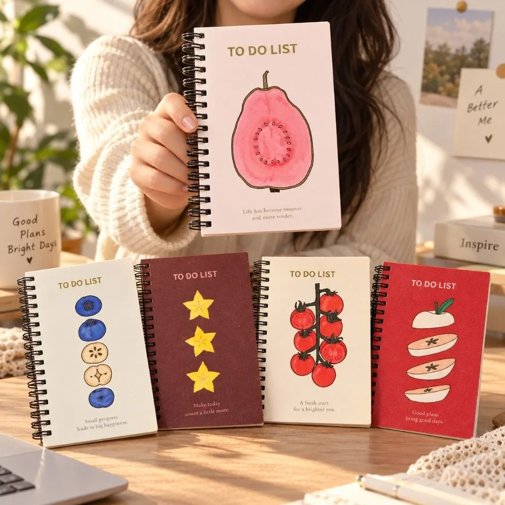 Illustration Cover Journal Notebook Portable Aesthetic To Do List Notebook Spiral Bound Habit Tracker Journal