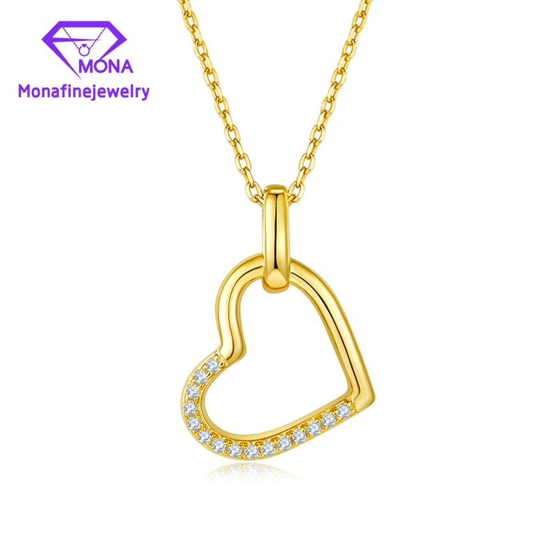 

Fashio Gold-plated Silver White/Yellow/Rose Color Heart 925 Silver Pendant Inlay Moissanite Diamond Jewelry