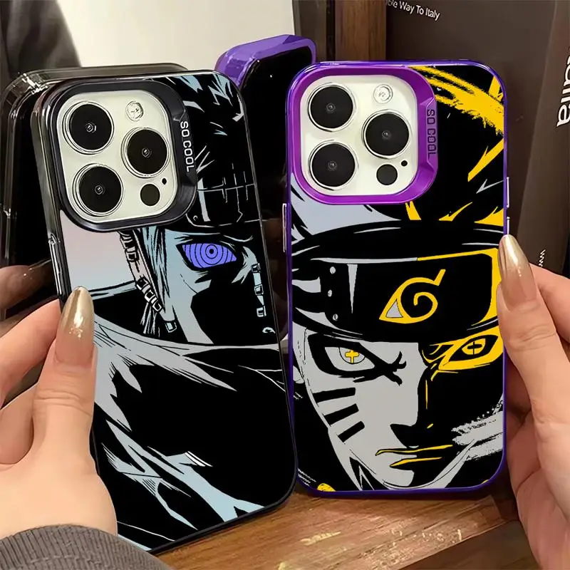 Чехол для Apple iPhone 11 14 15 13 Pro Max 12, силиконовый матовый защитный чехол с покрытием и линзами, с рисунком аниме naruброу, 15 Plus 11Pro