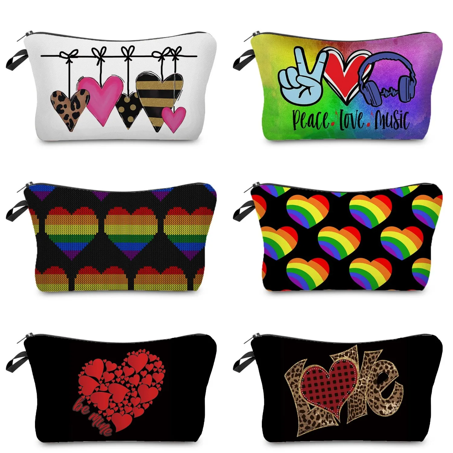 Bright Colors LOVE Printing Cosmetic Case Fashion Beach Travel Makeup Toiletry Bag Practical Girls Gift Bag Women Lipstick Bags