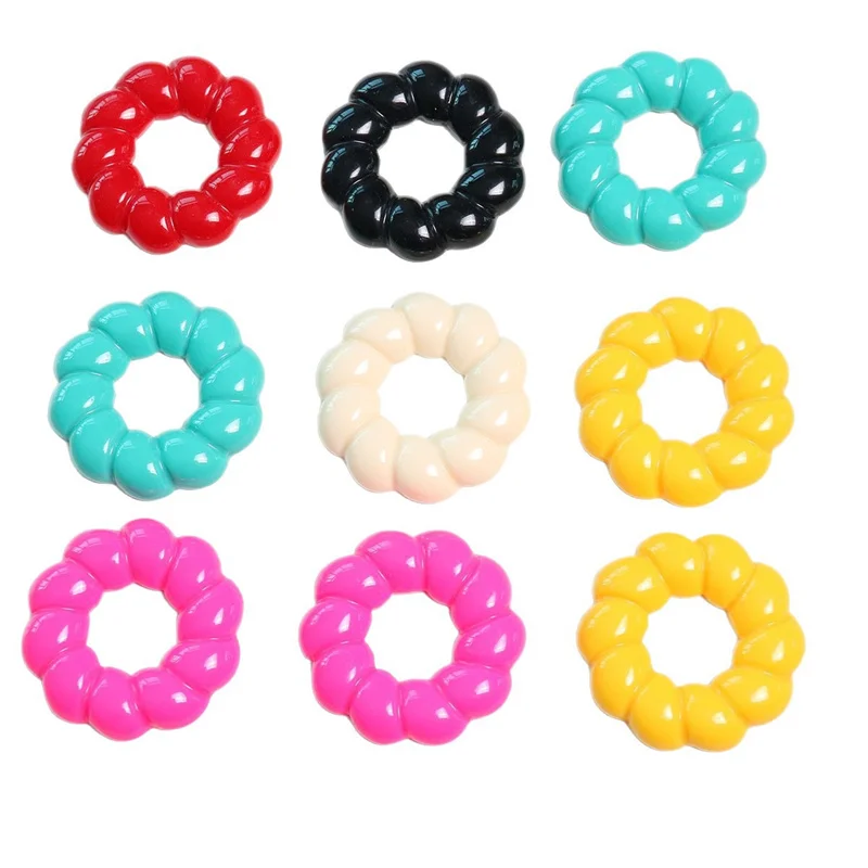 

New arrived 50pcs/lot color print geometry rounds shape resin cabochon beads diy jewelry garment hair accessory