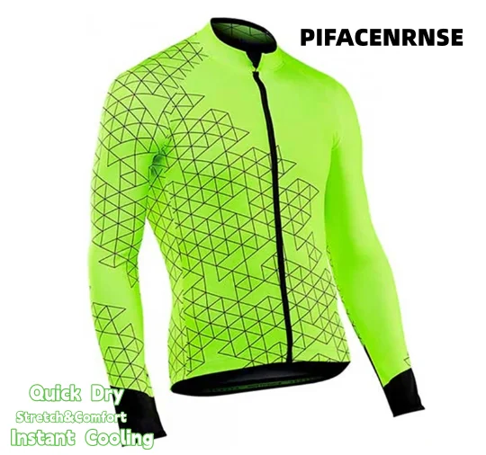 

Fluorescent Yellow Men Autumn Bicycle Clothing Road Racing Clothes Breathable Spring Bike Shirt Long Sleeve Cycling Jersey
