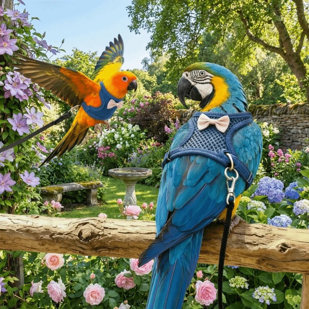 Adorable Adjustable Parrot Flying Harness Breathable Escape Proof Parrot Vest Safety Comfortable Bird Training Rope Budgie