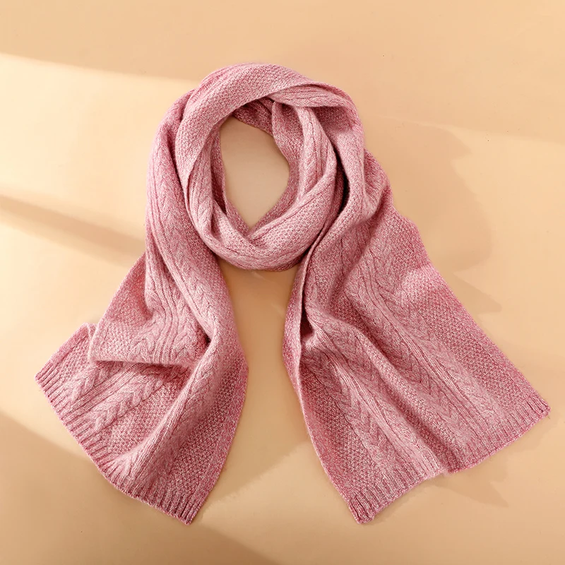 MERRILAMB Fashion Fancy Yarn Plain Soft Cashmere Scarf Women Winter Thick Warm Wraps Neckerchief Lady Korean Style Knit Scarves