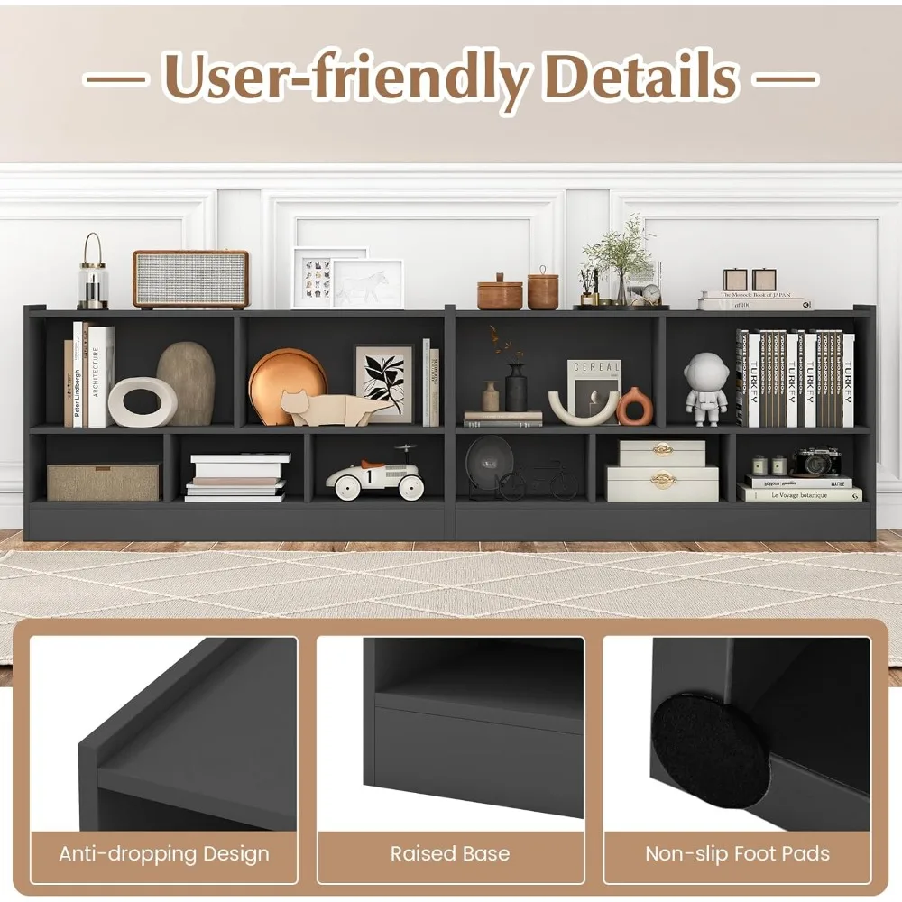 5-Cube Bookcase, Freestanding 3-Tier Bookshelf with Spacious Top & Raised Base, Modern Display Storage Organizer, Multip