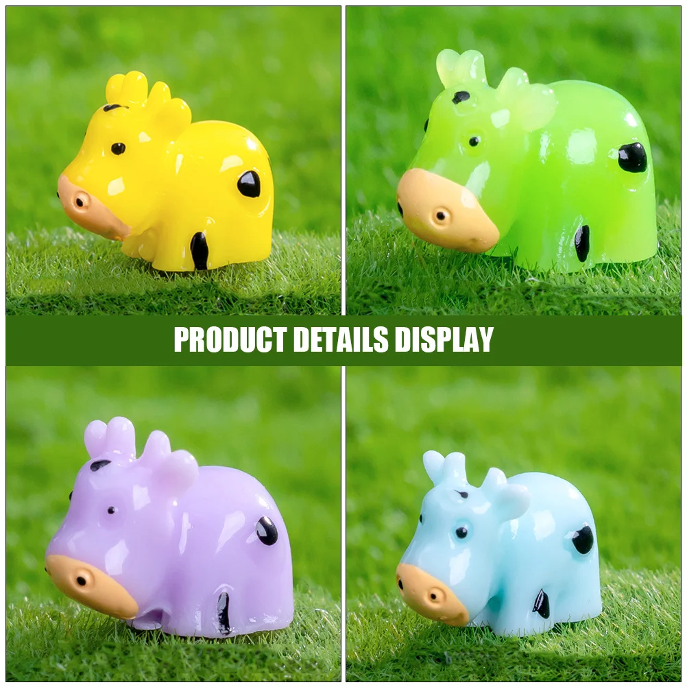 

10Pcs Colorful Mini Cow Statues Resin Adorable Dairy Cows for Garden Lawn Decor Desktop Tabletop Scene Micro Landscape Ornament